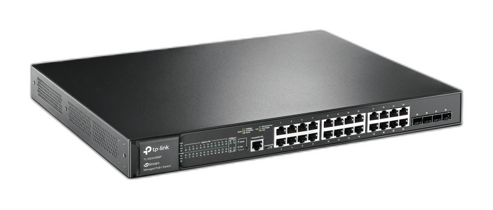 TP-Link JetStream TL-SG3428MP switch Gestionado L2+ Gigabit Ethernet (10/100/1000) Energía sobre Ethernet (PoE) 1U Negro