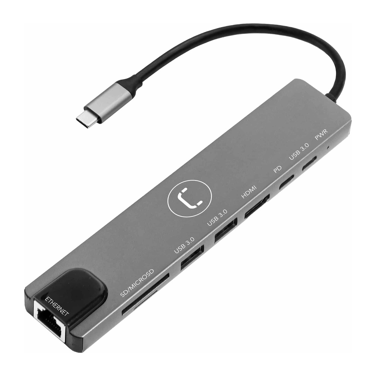 Hub Unno Tekno 8 Puertos HB1109GY USB-C Gris