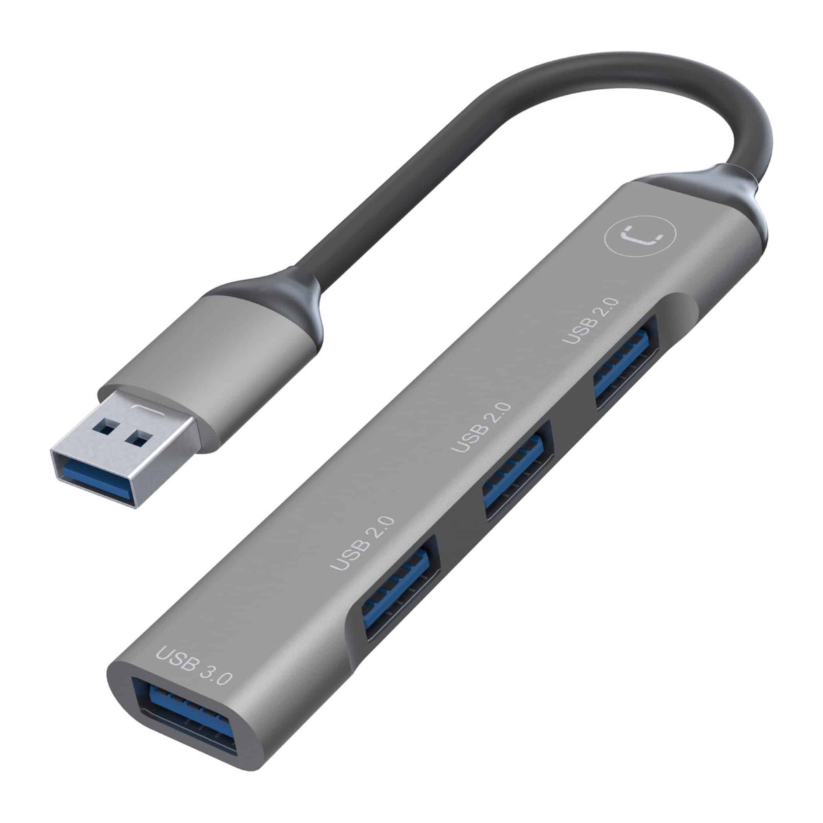 Hub Unno Tekno 4 Puertos HB1008GY USB-A 3.0 + 2.0