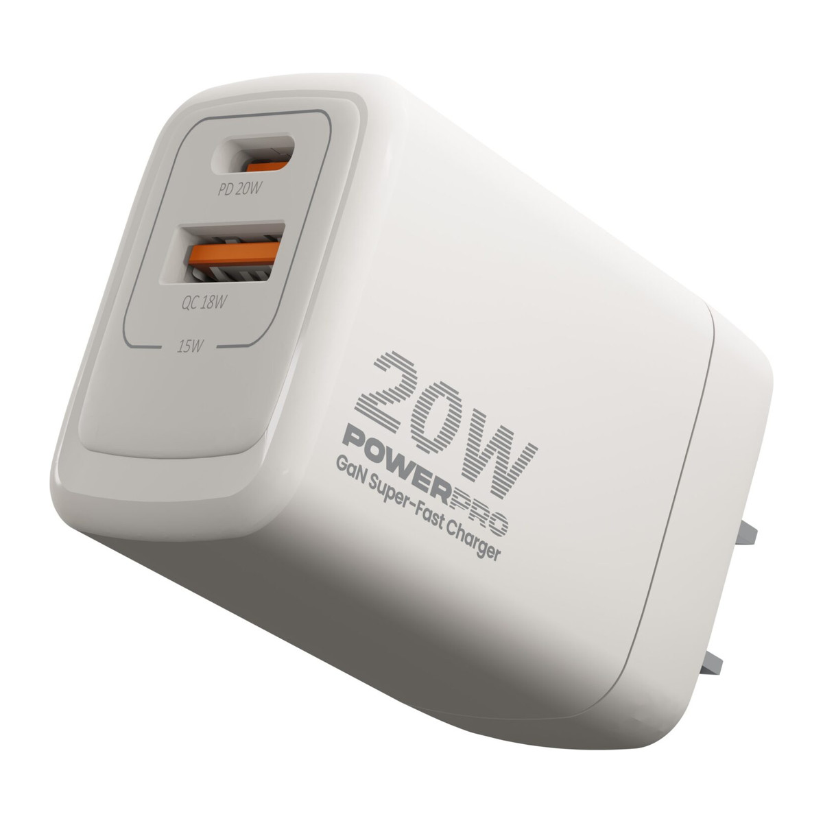 Cargador de Pared Unno Tekno PW5062WT PowerPro Dual USB-A USB-C 20W