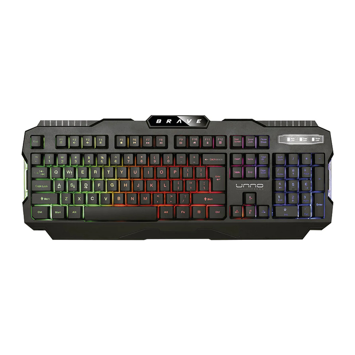 Teclado gaming Unno Tekno Brave USB negro
