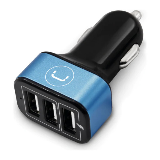 Cargador de coche Unno Tekno PW5022BK triple USB-A 6.0A negro