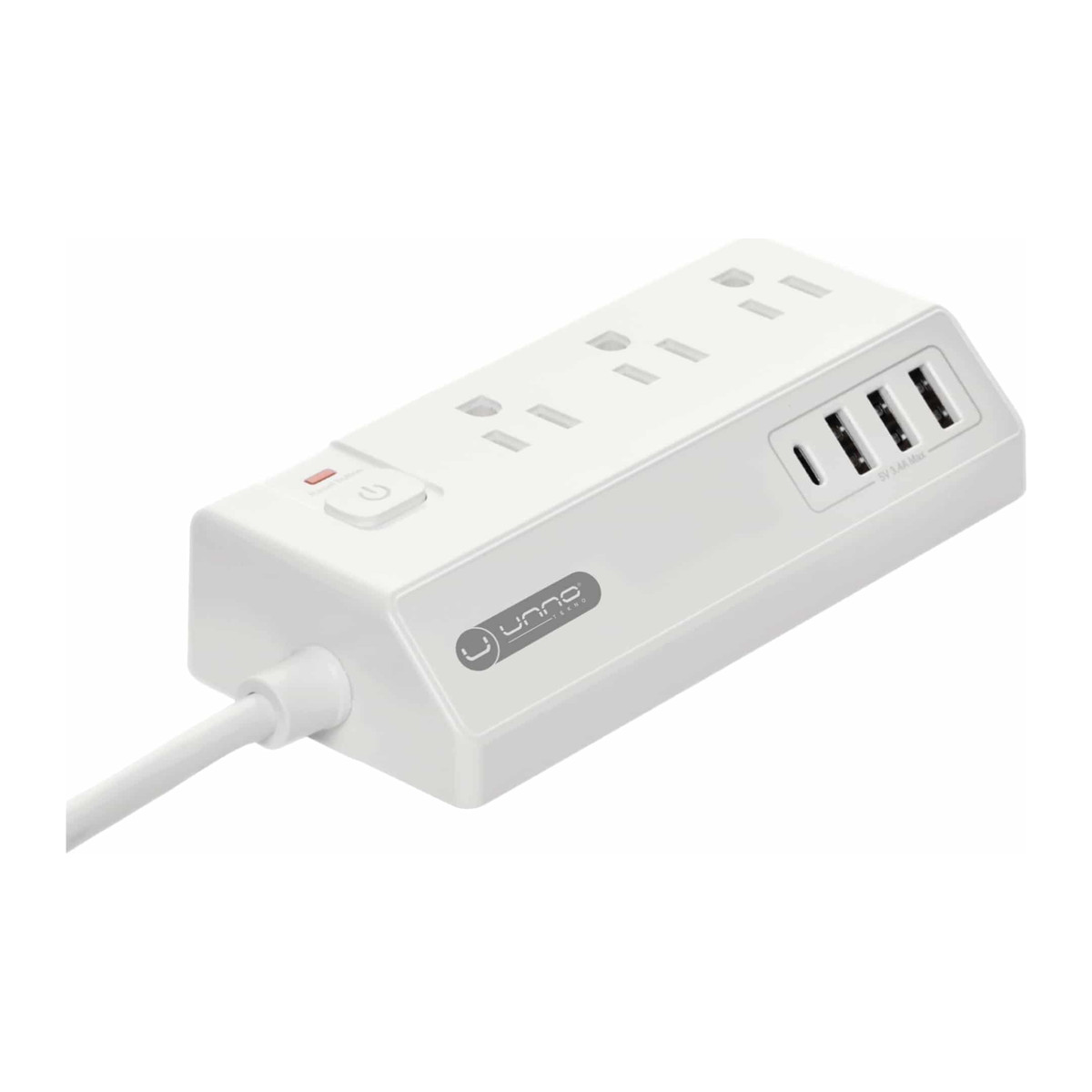 Regleta Unno Tekno Power Strip Max PW5083WT 3 tomas y 4 USB 1.5 m Blanco