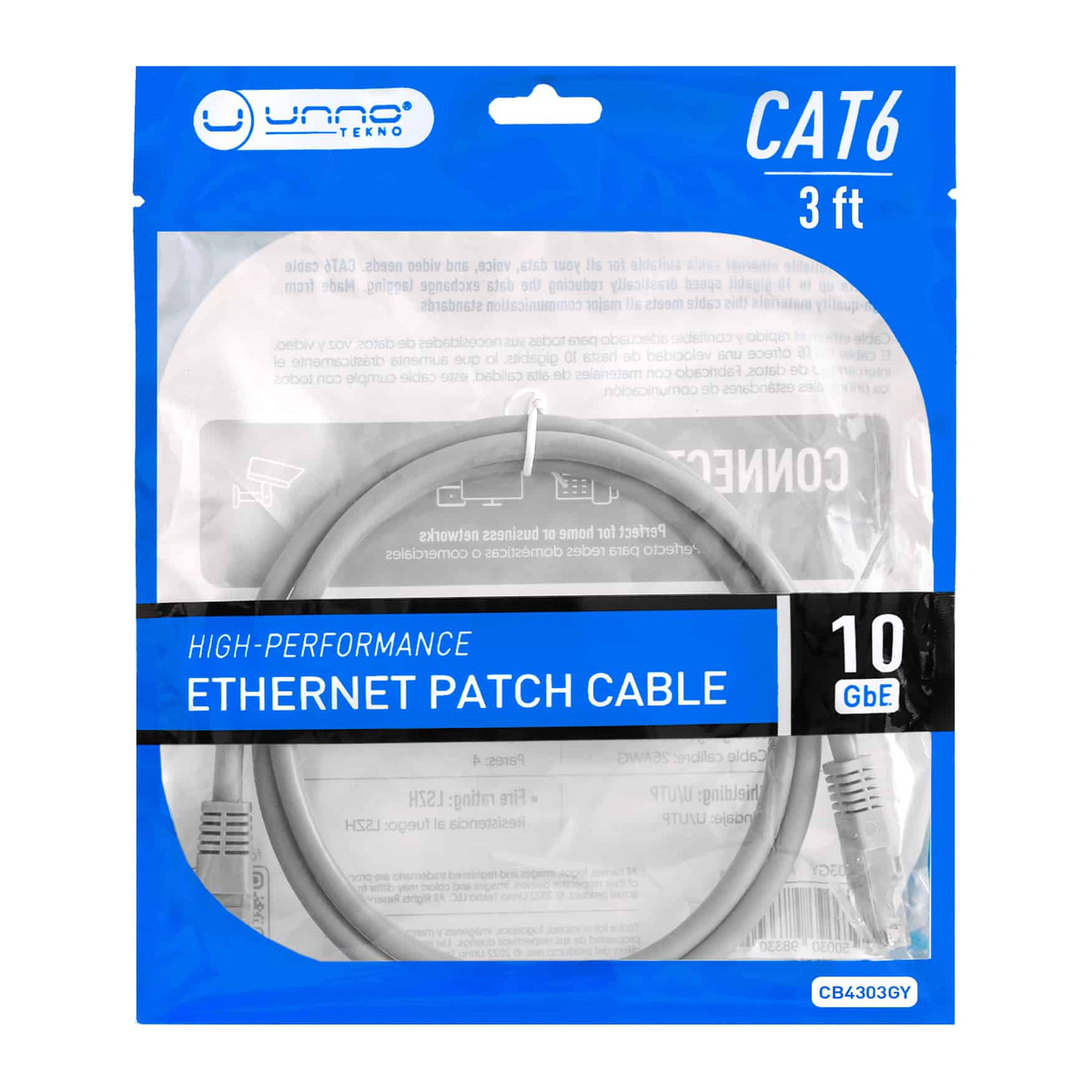Cable de red CAT6 Unno Tekno CB4303GY 0.9 m Gris