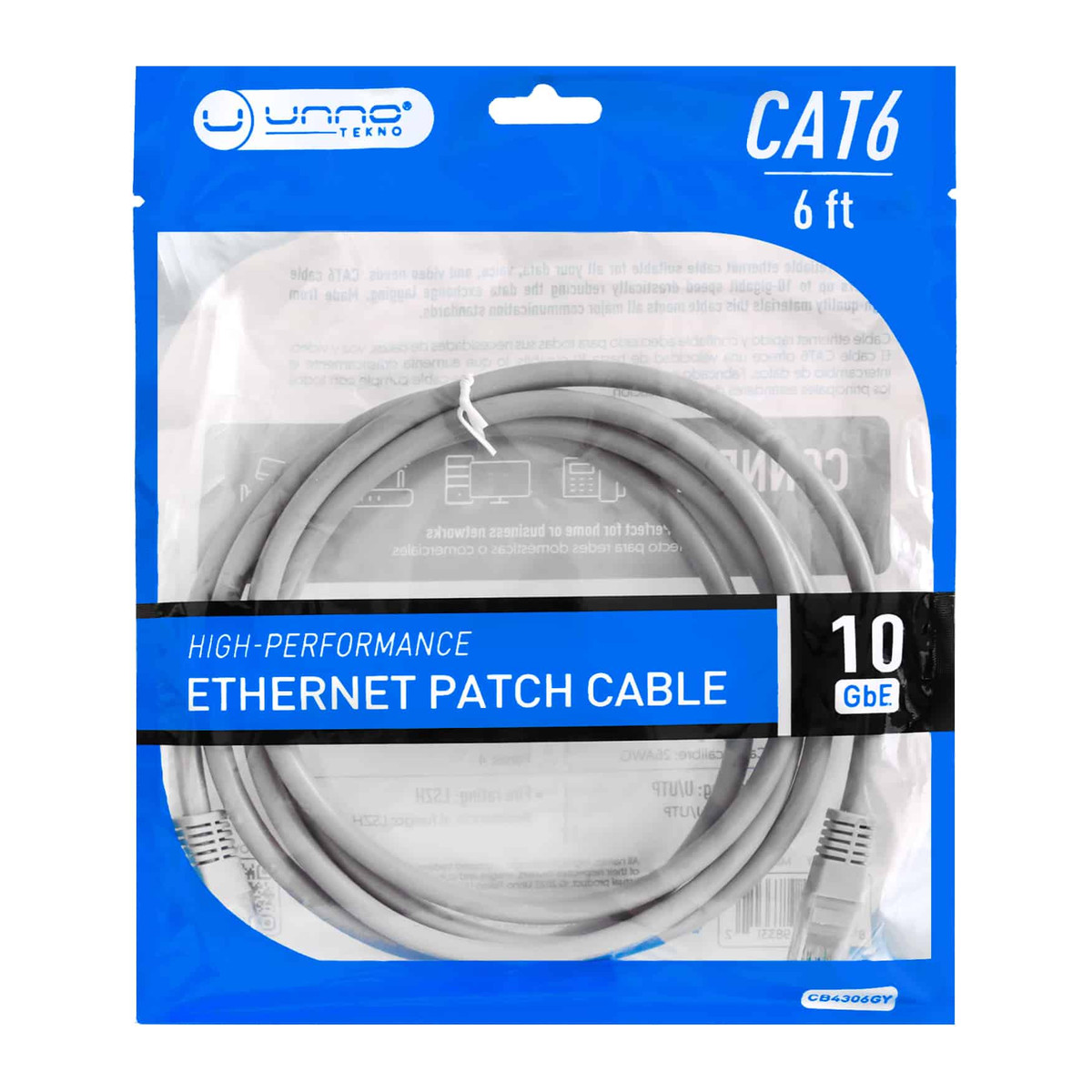 Cable de red CAT6 Unno Tekno CB4306GY 1.8 m Gris