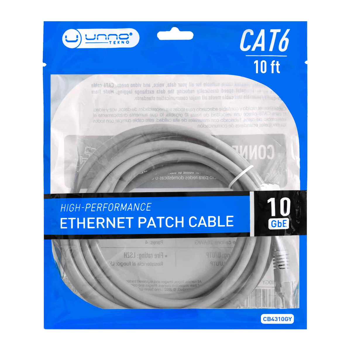 Cable de red CAT6 Unno Tekno CB4310GY 3 m Gris