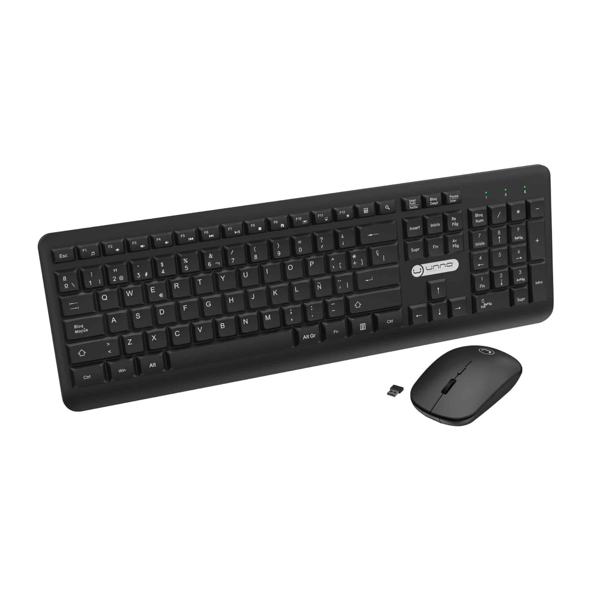Combo de teclado y mouse inalámbrico Unno Tekno Klass KB6742BK Negro
