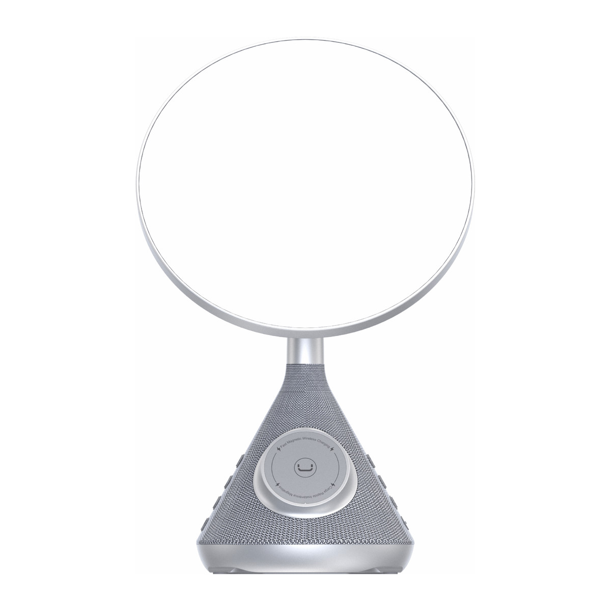 Espejo con luz, bocina Bluetooth y cargador inalámbrico Unno Tekno DivaGlow SP9229GY Gris