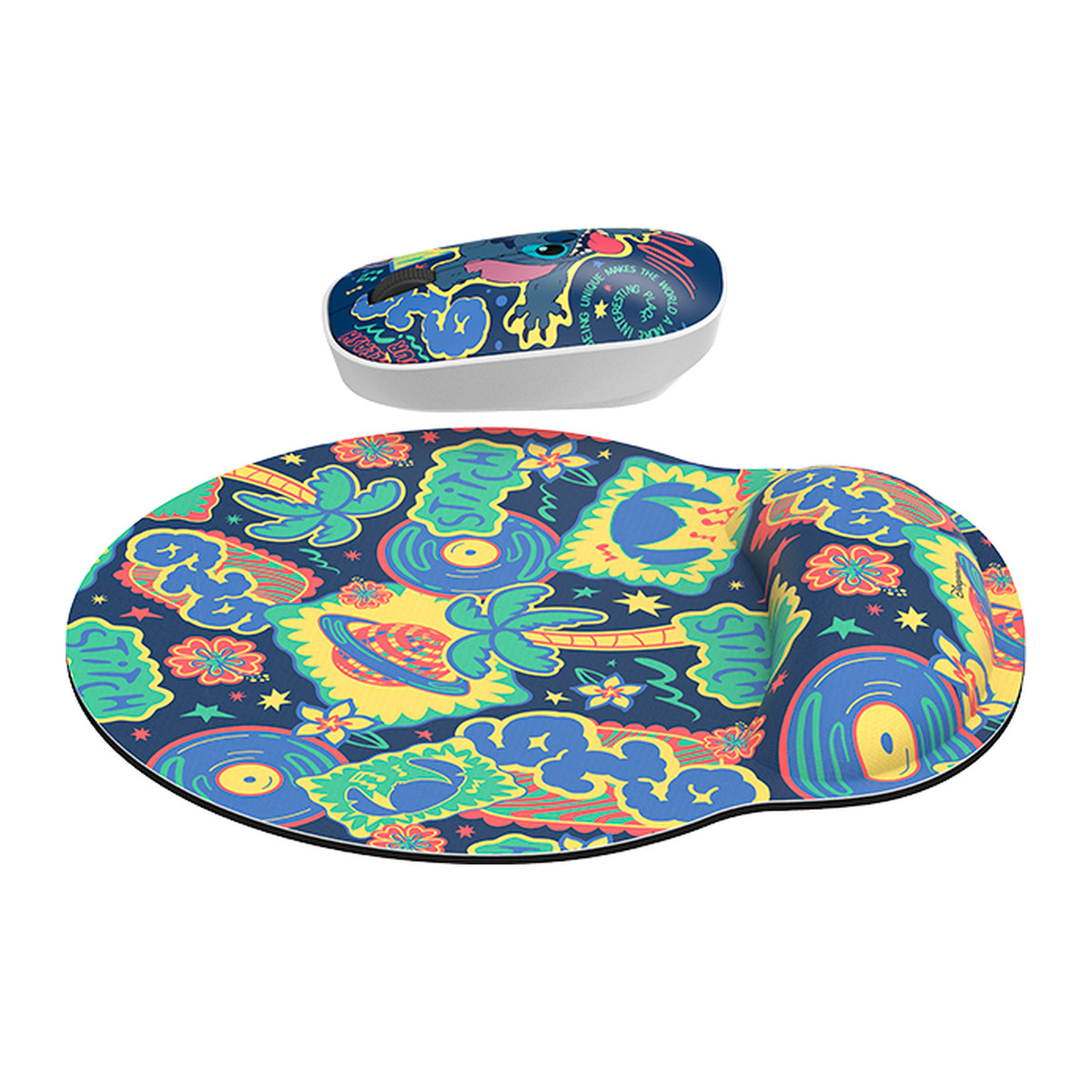 Kit de mouse inalámbrico y mouse pad Xtech XTM-DKT1ST Stitch Azul