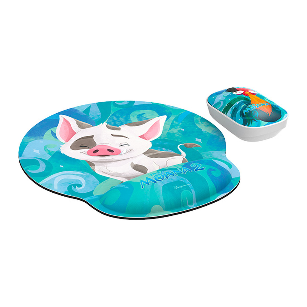 Kit de mouse inalámbrico y mouse pad Xtech XTM-DKT4MO Moana Turquesa