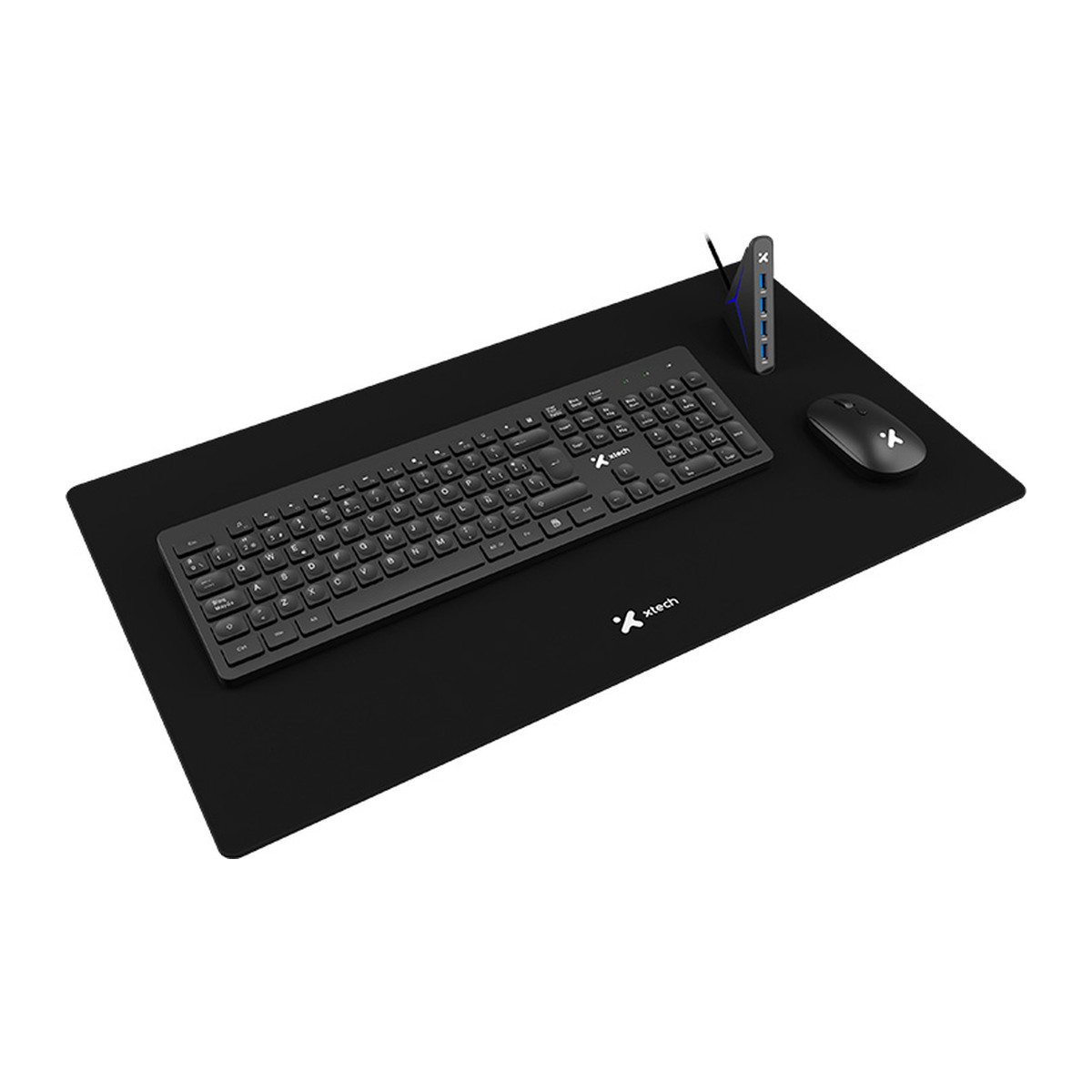 Kit inalámbrico de teclado, mouse, mousepad y hub Xtech XTK-320S Negro