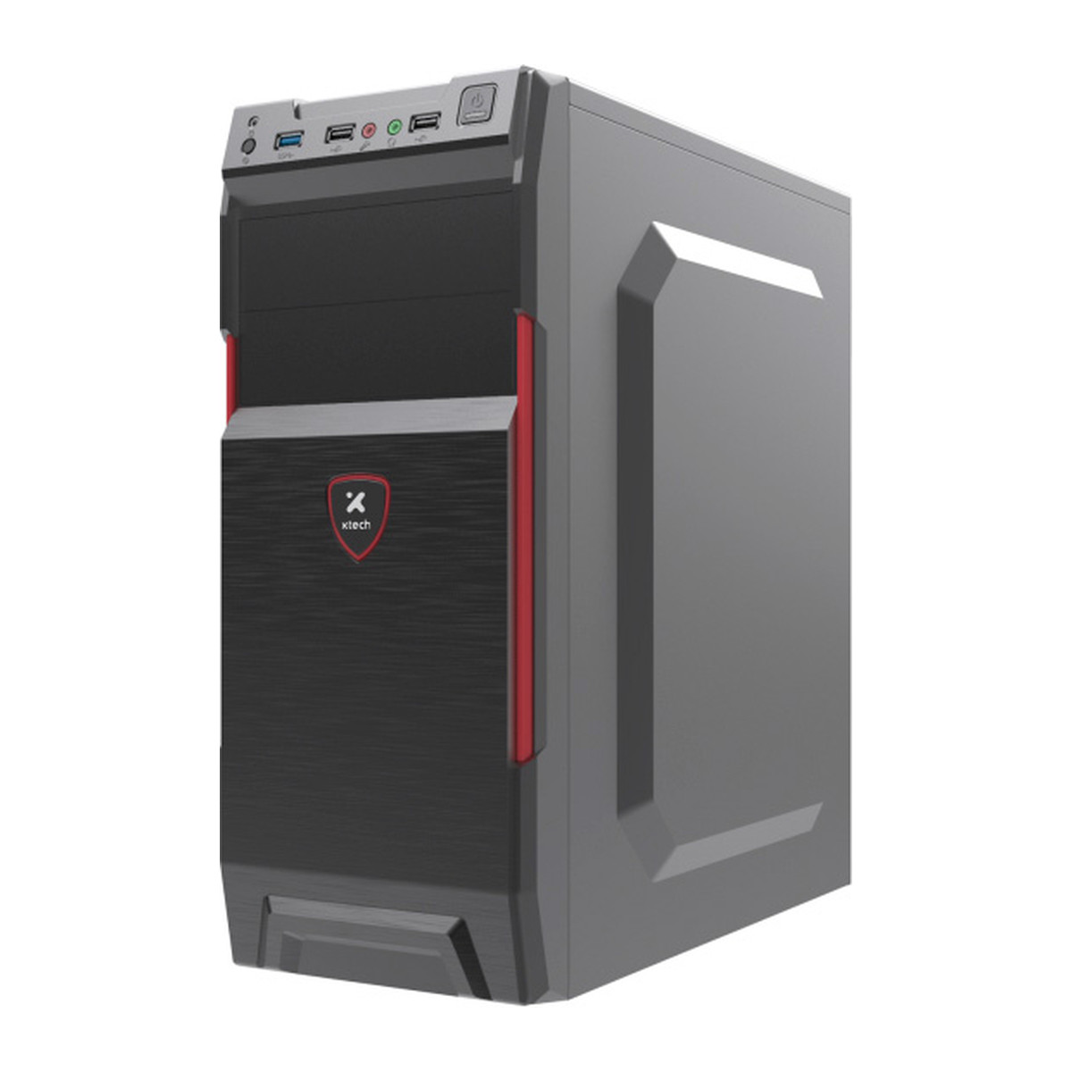 Gabinete ATX Xtech XTQ-214 con fuente de 600 W Negro y rojo