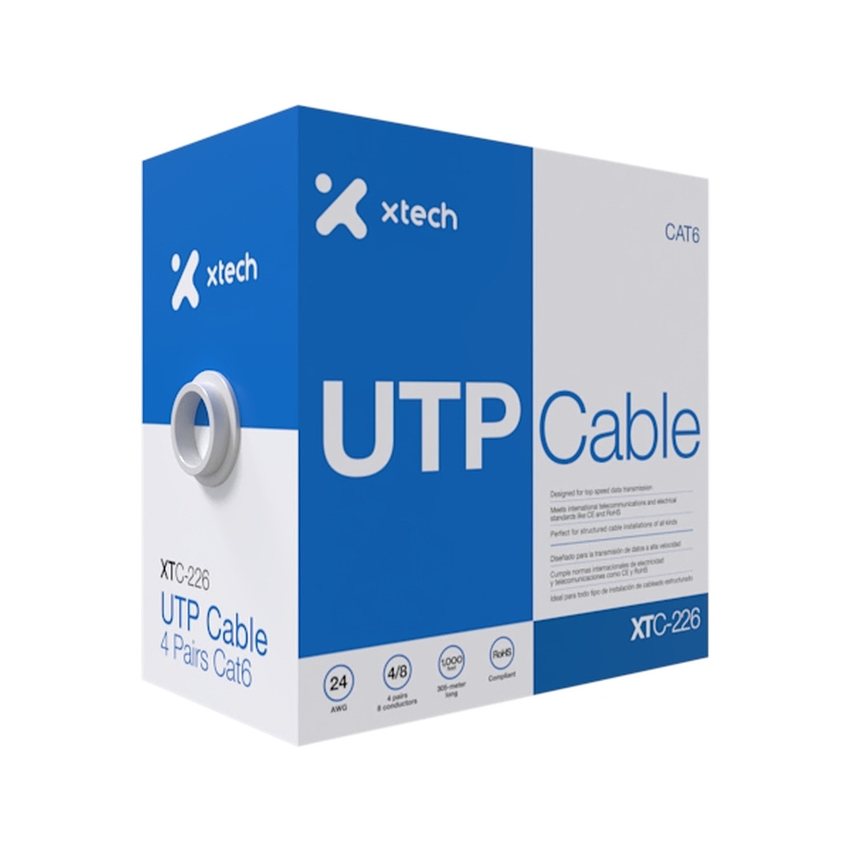 Cable de red Xtech XTC-226 305 m Gris